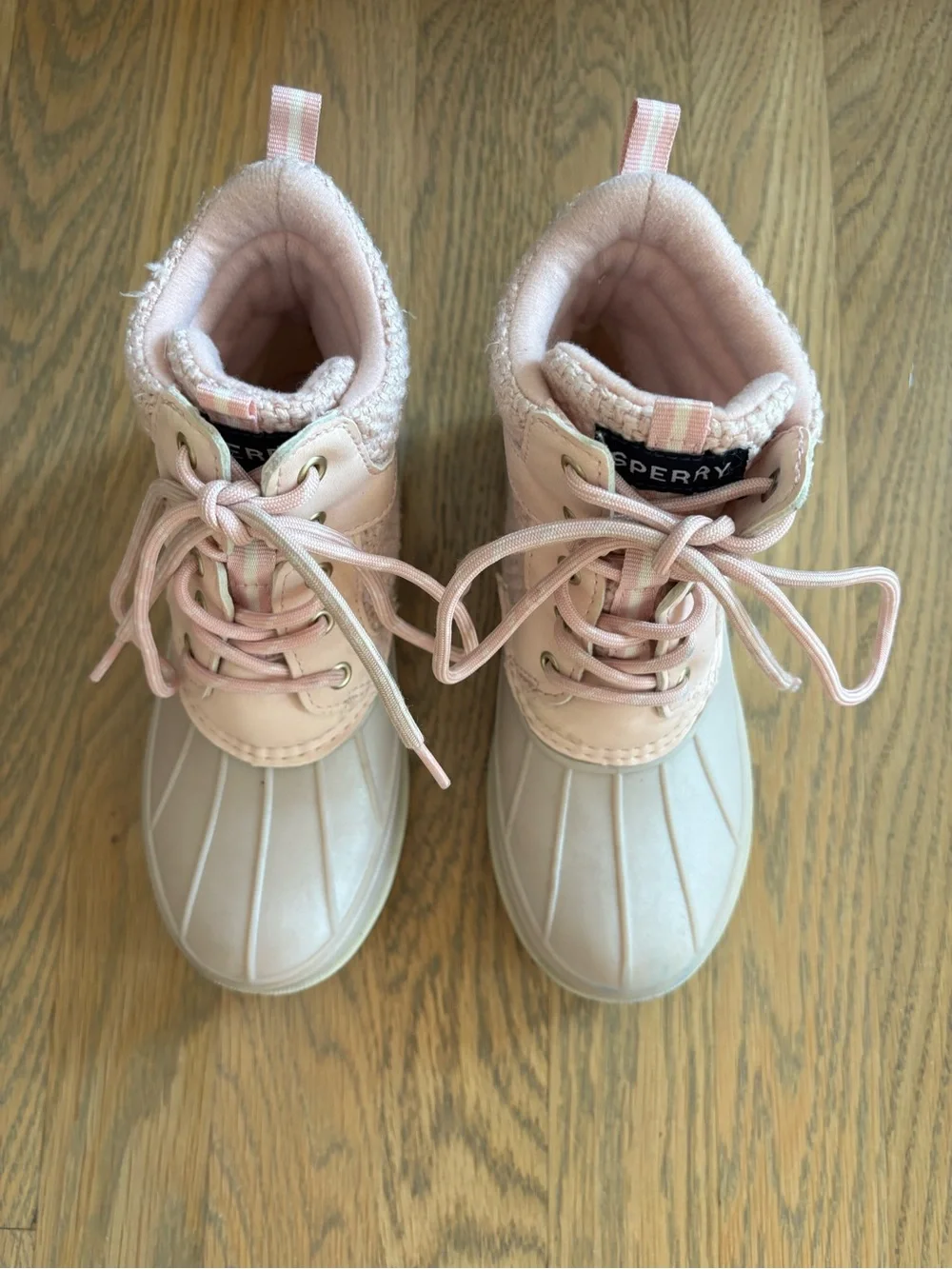 Sperry Kids Pink and Cream Waterproof Duck Boots
